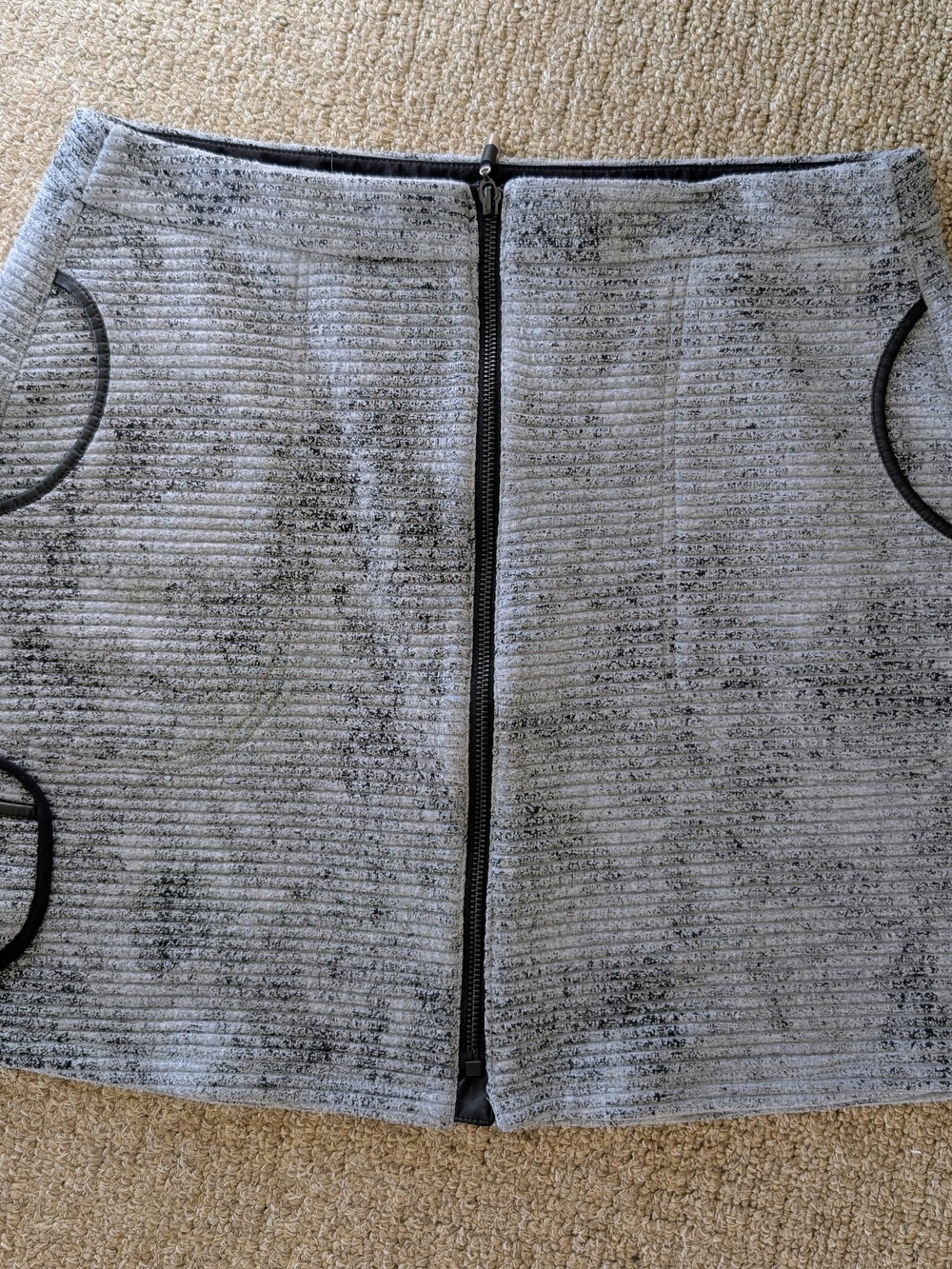 Jamie Sadock Gray Ribbed Mini Skirt with Black Trim